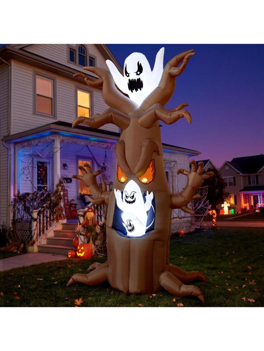 7 Ft Halloween Inflatable Tree Decor with LED Ghost - Outdoor Blow Up Yard